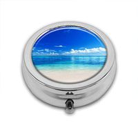 LuxSweet Pill Box,Blue Ocean Pill Case for Purse Pocket Pill Organizer with 3 Compartments Silver 2.1 Inches Portable Vitamin Medicine Case Holder