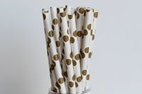 Gold Polka Dot Paper Straws (100)