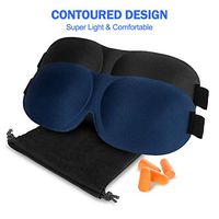 Eye Mask for Sleeping, Sleep Mask for Men Women, Block Out Light, Comfort and Lightweight 3D Eye Cover（2 pcs）with Ear Plugs Carry Pouch for Travel Naps