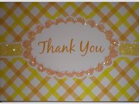 Yellow Orange Glittered Thank You (Stripes) Note Cards w/ Envelopes