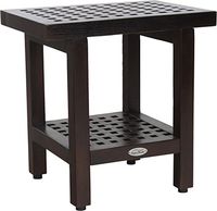 (Fully Assembled) AquaTeak 18" Grate Mocha Teak Shower Bench with Shelf