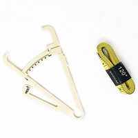 Magik Set of 2 Personal Body Fat Tester Caliper Accurate Measure and 120'' Body Tape (Beige Fat Clip+Yellow Body Tape)