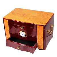 JUFU Cigar Box Cigar Box - High Grade Glossy Piano Finish Wood Cigar Humidor Cabinet Large Capacity Double Layer Storage Box withLock Hygrometer Humidifier @@ (Color : Brown)