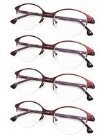 4-Pack Half-Rim Cat-eye Style Reading Glasses with Spring Hinges Red +1.0
