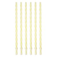Sunshine Mason Co. Plastic Reusable Drinking Straws 6 Pieces, Yellow Stripe