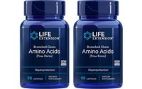 Life Extension Branched Chain Amino Acids (BCAA) Free Form Hepatoprotection Dietary Supplement (90 Capsules) Pack of 2