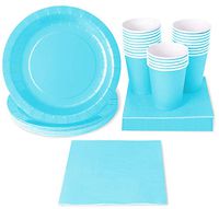 Turquoise Party Supplies (Serves 24 Guests) Disposable Dinnerware Set Includes Paper Plates, Cups and Napkins