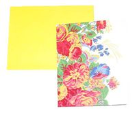 April Comell Accented Blank Cards ~ Floral Frenzy (Flower Collage; 6 Cards with Yellow Envelopes; 5.5" x 4.25")