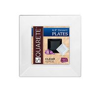 Squarete 4.5'' inch Clear Dessert Party Plates Hard Plastic Elegant Disposable 10 Dessert Plates Per Package Pack of 3