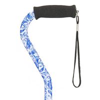 NOVA Designer Walking Cane with Offset Handle, Lightweight Adjustable Walking Stick with Carrying Strap, “Blue Porcelain” Design