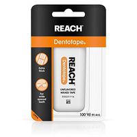 Reach Dentotape Waxed Dental Floss with Extra Wide Cleaning Surface for Large Spaces between Teeth, Unflavored, 100 Yards (Pack of 8)