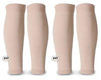 MGANG Calf Compression Sleeve, (2 Pairs) 20-30mmHg, Footless Compression Socks Unisex, Best for Pain Relief, Swelling, Edema, Maternity, Varicose Veins, Shin Splint, Nursing, Travel, Beige 3XL
