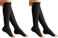 DevsWear Zipper Compression Socks (2 Pair) Men Women Running Pregnancy Flight & Travel Nursing (Black, XXL-(Calf 12.5"-16")(Ankle 9"-11"))