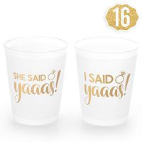 xo, Fetti She Said Yaaas Bachelorette Party + Bridal Shower Cups w/ Bonus I Said Yaaas Style - 16 Count, 16 Oz. | Engagement Party Decoration Bride to Be Gift