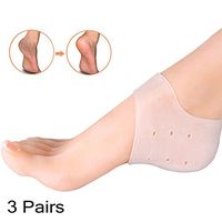 Gel Heel Protector Plantar Fasciitis Cushion Sleeve for Cracked Dry Foot Skin - Best for Protecting Your Sore Feet from The Aches & Pains of Plantar Fasciitis, Foot Pain (White,3 Pairs)