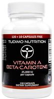 Vitamin A Beta-Carotene 25 000 IU 130 pcs (4+ Month Supply) of Rapidly Disintegrating Capsules, Each with 15 mg of Premium Quality Beta Carotene Powder, by TUDIMO