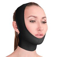 Post Surgical Chin Strap Bandage for Women - Neck and Chin Compression Garment Wrap - Face Slimmer, Jowl Tightening, Chin Lifting Medical Anti Aging Mask (Black, M)