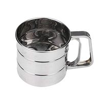 BIRD WORKS Stainless Steel Powder Sieve Silver Color Kitchen Baking Tools Round Flour Sieve Cup Screen Mesh Powder Flour Colander #Z: silver