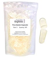 Capsules Express- Size 0 Clear Empty Gelatin Capsules 500 Count - Kosher and Halal Certified - Gluten-Free Pure Bovine Gelatin Pill Capsule - DIY Powder Filling