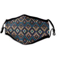 Knitted Jacquard View Fabric Geometric St-AxBreathable Health for Allergies with Adjustable Earloop Black