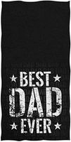 ThinkingPower Stylish Best Dad Ever Pattern Soft Large Hand Towels Multipurpose for Bathroom, Hotel, Gym and Spa, 11.8x35.5 Inches Black