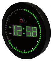 DBTech Time Sphere - Stylish Big Digital LED Clock with Circling LED second indicator - Round Shape (10" / Green LED)