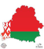 Belarus Map Flag Country Shape - 5" Vinyl Sticker - For Car Laptop I-Pad - Waterproof Decal