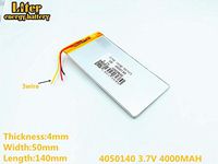 3lines 3.7V 4000mAh 4050140 Lithium Polymer Ion Rechargeable Battery Lithium Polymer Li-Po Battery for MP4 GPS MP3 Bluetooth Stereo DIY Gift