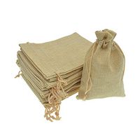 Bezall® 20pcs Drawstring Burlap Jute Sacks Jewelry Candy Pouch Christmas Wedding Party Favor Gift Bags (Flaxen, 5 x 7")
