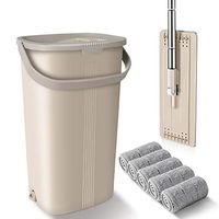 Floor Cleaning Mop, Hand-Free Flat Mop Bucket Home Lazy Mopping Wood Floor Tile Rotating Wet and Dry Dual-use Absorbent Mop for Bedroom Living Room Kitchen