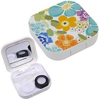 Portable Contact Lens Case Box Travel Kit Mirror + Bottle + Tweezers Container Holder [ Flower ]