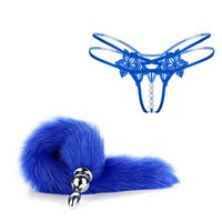 2 pcs Blue Faux Advanced Texture Fur Wolf Fox Tail Set Halloween Christmas Cosplay Party Costume Toys Gift