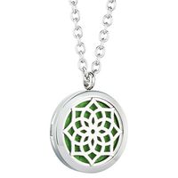 GelConnie Aromatherapy Essential Oil Necklace Flower Diffuser Pendant Fragrance Stainless Steel Locket Scented Jewelry for Women, Lady, Wife CSFL023
