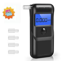 Breathalyzer, Portable Digital High Accuracy Breath Alcohol Tester - Display in Large LCD Screen with 5 Mouthpieces for Personal & Professional Use