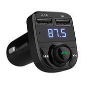 FM Transmitter for Car, FlatFin Bluetooth in Car MP3 Player FM Modulator Radio Adapter with Dual USB Charger Voltage Display TF Slot USB Music Playing for iPhone Samsung Android Cell Phone/Tablet