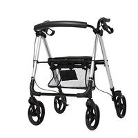 GY 4-Wheel Walker, Durable Aluminum Support with Wheel Seat with Handbrake Shopping Basket, Roller Walker for The Elderly Medical Supplies (Color : Gray)
