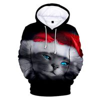 Hmlai Clearance Men's 3D Funny Christmas Hoodie Sweatershirt Long Sleeve Ugly Xmas Santa Printed Tops with Pockets (3XL,Black)