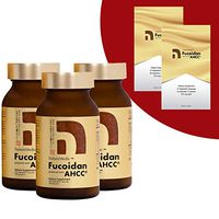 NatureMedic Fucoidan AHCC Brown Seaweed Immunity Supplement with Organic Mekabu Mozuku Agaricus 3 Bottles + FREE 2 Bags of 12 Capsules - 504 Vegetable Capsules Made in Japan