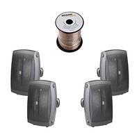 Yamaha NS-AW350B 2-Way Indoor/Outdoor Speakers - Black (4 Speakers + AmazonBasics Speaker Wire)