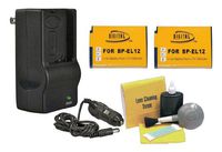 Nikon High Capacity Lithium Ion Replacement for Nikon EN-EL12-2 Batteries (1200Mah) + AC/DC Rapid Travel Charger + Nwv Direct 5 Piece Cleaning Kit