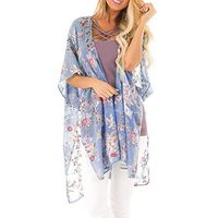 Onefa Fashion Womens Ladies Floral Ruffles Cardigan Long Blouse Loose Tops Outwear Perfect for Daily Life Party Travel Beach Lightweight Cover