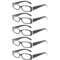 Reading Glasses 5 Pack Men Women Flexible Spring Hinge Readers Includes Sun Readers (5 Pack Classic Black, 1.75)