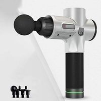 MLX Fascia Massager, Deep Muscle Relaxer, Electric Mute Fitness Machine, 10-Speed Adjustable Massage Gun, 4 Kinds of Massage Heads (Color : Silver)