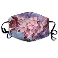 Anti Allergy Dust Mouth Cover, Earloop Half Face Cover for Women Men, Ski Running Face and Nose Cover with Adjustable Elastic Band - Watercolor Sakura Blossom Japanese, Comfort Fit