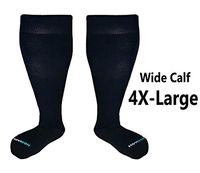 HOYISOX Plus Size Compression Socks 20-30 mmHg for Men and Women, Wide Calf Extra Large 5XL and 4XL (Black Cotton, 4X-Large)