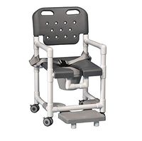 IPU ELT820 P FRSB (for Tall Toilets) Elite Shower Chair Commode Elite Shower Chair Commode with Slideout Footrest and Safety Belt for use Over existing Toilet, Bedside, and in The Shower (Gray)