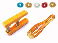 Yubi Lax/PERCARE Acupressure Palm Hand Exerciser + Finger Massager + Sujok Rings Set of 5 Palm Exerciser - 9.5 X 5Cm (L X W), Yubi Finger Massager L -15Cm