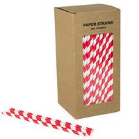 Red Striped Paper Straws Bulk, Red and White Stripe Paper Drinking Straws Biodegradable for Boy Valentines Christmas Party, Coffee Soda Beverage Cafe Restaurant Cake Pop Sticks (Red Stripe, 250)