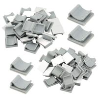 XLX 100PCS 2 Values Self Adhesive Cable Clips Tie Mount Bases Wire Cord Management Tubing Sleeve Conduit Adjustable Wire Holder Set for Home Office Garage (Grey)