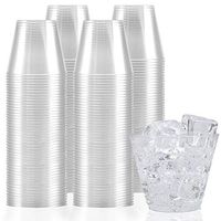 9 Ounce Clear Plastic Cups (100 Count) Disposable Party Cups - Old Fashioned Reusable Plastic Tumblers, Clear